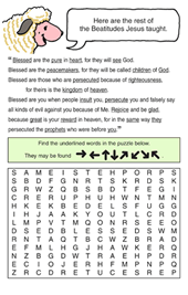 Children Activites word find childrens Sunday School activities