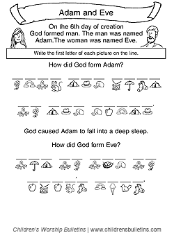 Sunday school activities about Adam and Eve Sunday school activities about Adam and Eve