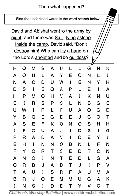 Sunday school activities about David and Saul Sunday school activities about David and Saul