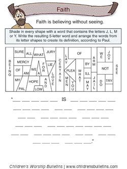 Sunday school activity about faith for ages 7-12 Sunday school activity about faith for ages 7-12