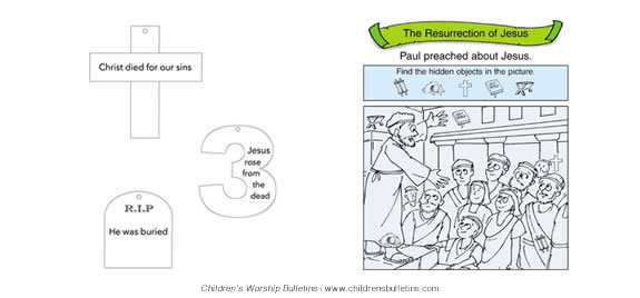 Children's church bulletin about resurrection for ages 3-6 Children's church bulletin about resurrection for ages 3-6