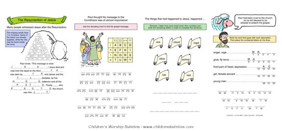 Children's church bulletin about resurrection for ages 7-12 Children's church bulletin about resurrection for ages 7-12