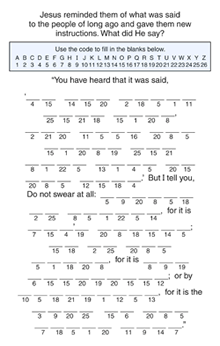 Games for church - Children's Bulletins Secret code childrens games for church